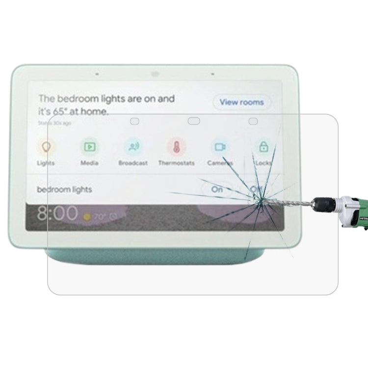 ฟิล์มกระจกนิรภัยป้องกันการระเบิด 0.3 มม. 9H 2.5D HD สำหรับลำโพงอัจฉริยะของ Google Home Hub