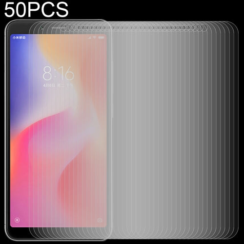 50 ชิ้น 0.26mm 9H 2.5D ฟิล์มกระจกนิรภัยสำหรับ Xiaomi Redmi 6A ไม่มีแพ็คเกจขายปลีก, For Redmi 6A (50 PCS)