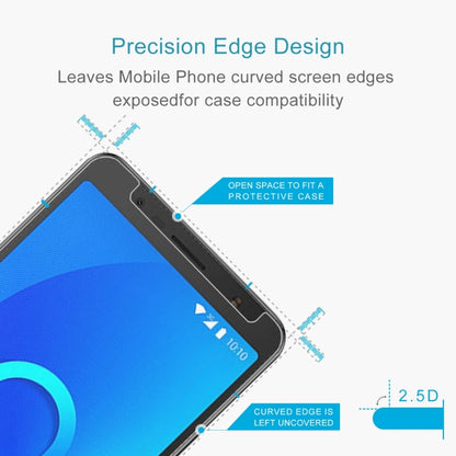 ฟิล์มกระจกนิรภัย 0.26 มม. 9H 2.5D สำหรับ Alcatel 3C, For 3C (1pc)