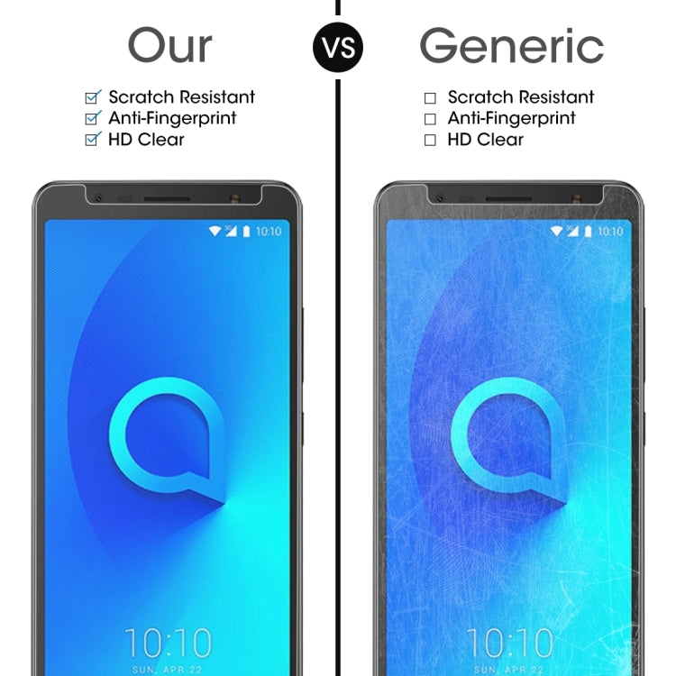 ฟิล์มกระจกนิรภัย 0.26 มม. 9H 2.5D สำหรับ Alcatel 3C, For 3C (1pc)