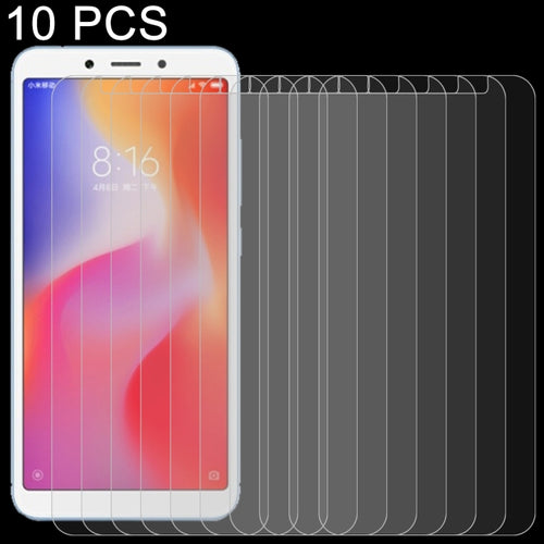 10 ชิ้น 9H 2.5D ฟิล์มกระจกนิรภัยสำหรับ Xiaomi Redmi 6A, For 6A