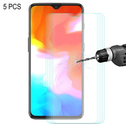 5 ชิ้น ENKAY Hat-prince 0.26mm 9H 2.5D ฟิล์มกระจกนิรภัยขอบโค้งสำหรับ OnePlus 6T และ 7, For OnePlus 6T & 7 (5 PCS)