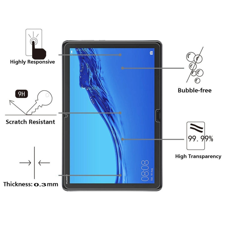 75 ชิ้น 0.26mm 9H ความแข็งพื้นผิวฟิล์มกระจกนิรภัยป้องกันการระเบิดสำหรับ Huawei MediaPad M5 lite 10.1, For MediaPad M5 lite