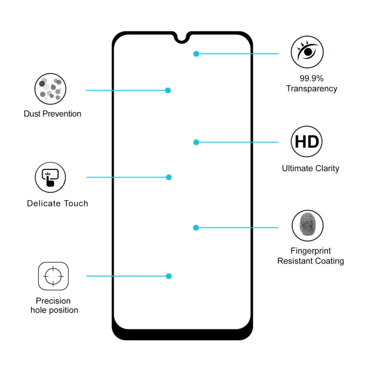 ENKAY HatPrince 0.26mm 9H 2.5D ฟิล์มกระจกนิรภัยขอบโค้งสำหรับ Galaxy A30 / A50