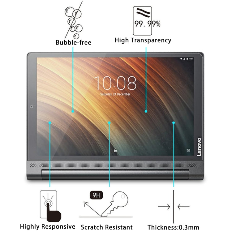 สำหรับ Lenovo YOGA Tab3 Plus 10.1 นิ้ว 9H ความแข็งพื้นผิวกระจกเทมเปอร์ปกป้องหน้าจอ, For Tab3 Plus