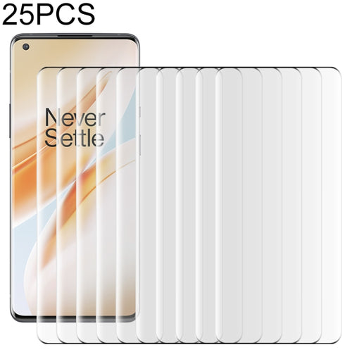 25 ชิ้นสำหรับ OnePlus 8 Pro 9H 9D ฟิล์มกระจกนิรภัยขอบโค้ง, For OnePlus 8 Pro