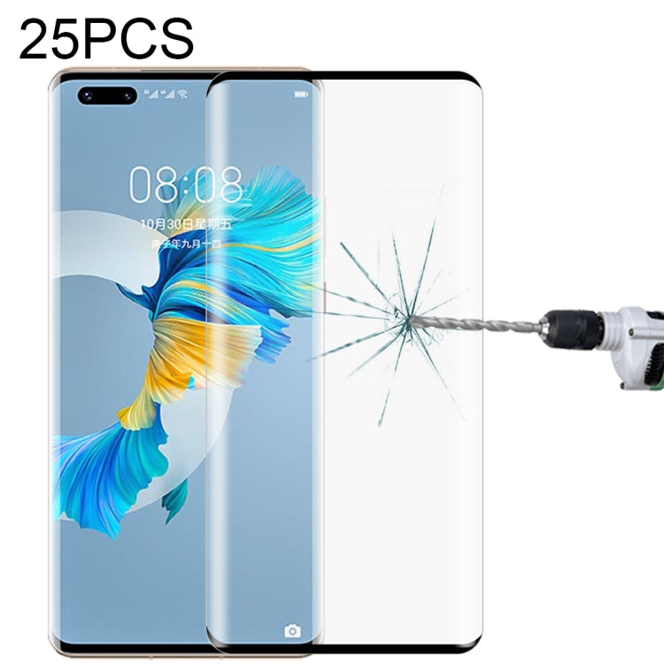 สำหรับ Huawei Mate 40 Pro 25 ชิ้น 3D Curved Edge ฟิล์มกระจกนิรภัยแบบเต็มหน้าจอ, For Huawei Mate 40 Pro