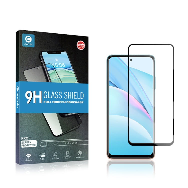 mocolo 0.33mm 9H 2.5D เต็มกาวผ้าไหมพิมพ์ฟิล์มกระจกนิรภัยสำหรับ Xiaomi Mi 10T Lite รองรับการปลดล็อคลายนิ้วมือ, For Xiaomi Mi 10T Lite