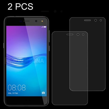 2 ชิ้นสำหรับ Huawei Y6 (2017) 0.26mm 9H ความแข็งพื้นผิว 2.5D กระจกนิรภัยป้องกันการระเบิดไม่เต็มหน้าจอฟิล์ม, For Y6 (2017)