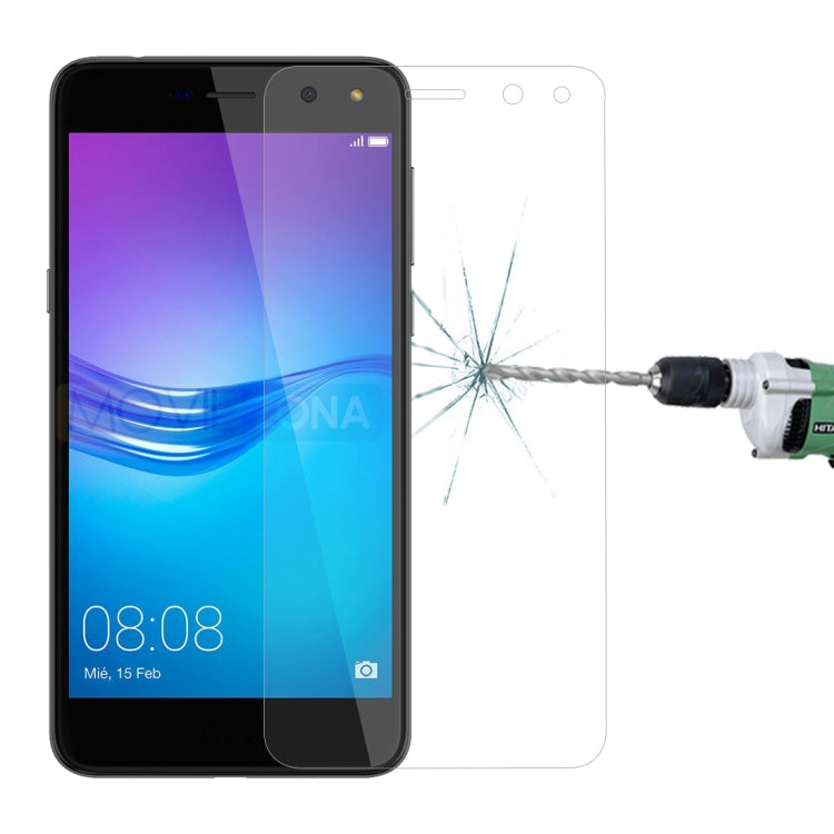 สำหรับ Huawei Y6 (2017) 0.26mm 9H ความแข็งพื้นผิว 2.5D กระจกนิรภัยป้องกันการระเบิดฟิล์มไม่เต็มหน้าจอ, For Y6 (2017)
