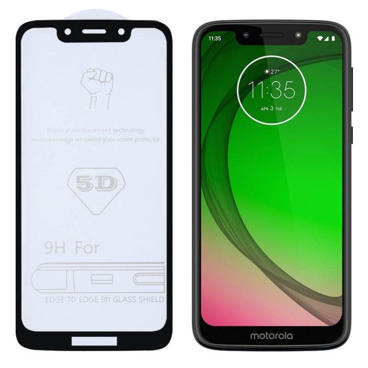 ฟิล์มกระจกนิรภัยแบบเต็มหน้าจอ 9H 5D กาวเต็มสำหรับ Motorola Moto G7 Play, For Motorola Moto G7 Play