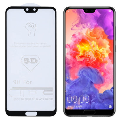 ฟิล์มกระจกนิรภัยแบบเต็มหน้าจอ 9H 5D กาวเต็มสำหรับ Huawei P20 Pro, For Huawei P20 Pro