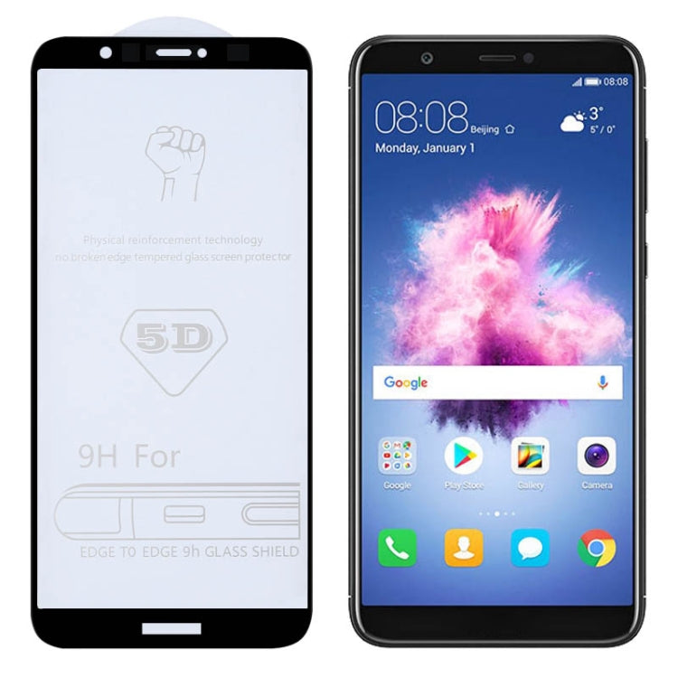 ฟิล์มกระจกนิรภัยแบบเต็มหน้าจอ 9H 5D กาวเต็มสำหรับ Huawei Enjoy 7S / P Smart, For Huawei Enjoy 7S