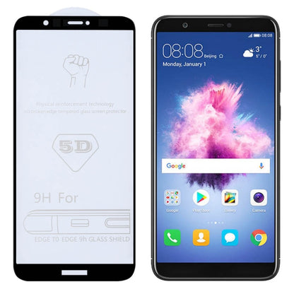 ฟิล์มกระจกนิรภัยแบบเต็มหน้าจอ 9H 5D กาวเต็มสำหรับ Huawei Enjoy 7S / P Smart, For Huawei Enjoy 7S