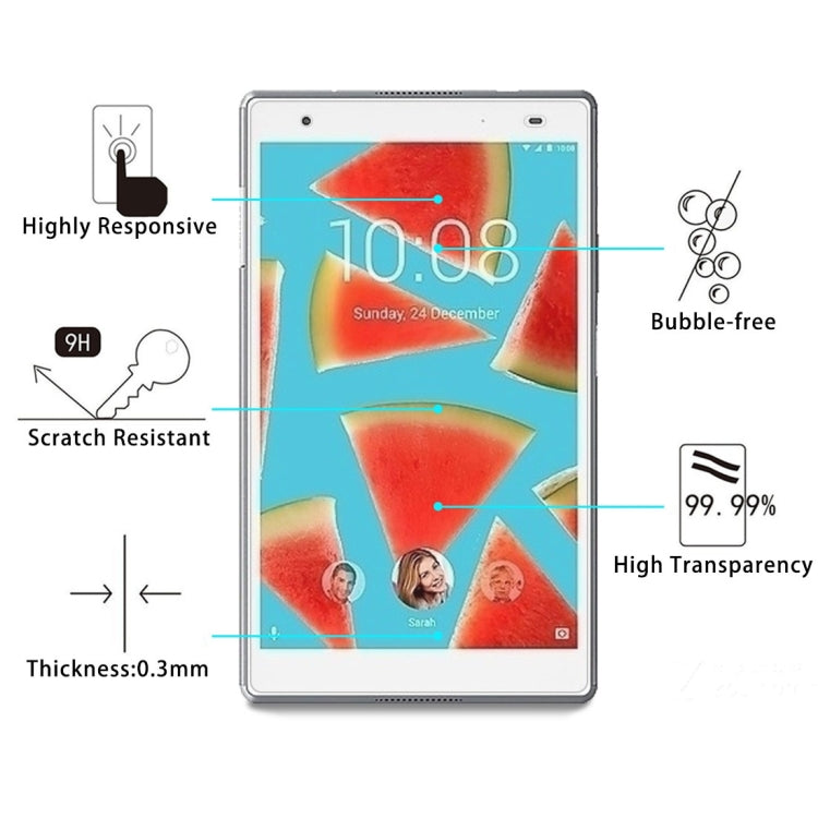 75 ชิ้นสำหรับ Lenovo Tab4 8 Plus / TB-8704 / TB-8704F 0.3mm 9H ความแข็งพื้นผิวกระจกนิรภัยป้องกันหน้าจอ, For Tab4 8 Plus