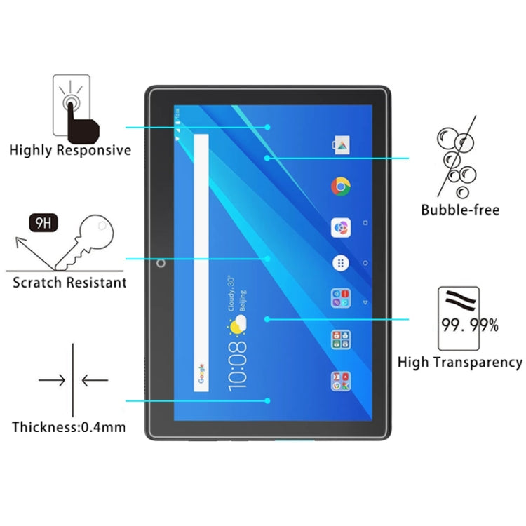 ฟิล์มกระจกนิรภัยแบบเต็มหน้าจอความแข็ง 0.4 มม. 9H สำหรับ Lenovo Tab E10, Lenovo Tab E10