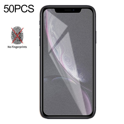 สำหรับ iPhone XR / iPhone 11 50 ชิ้นฟิล์มกระจกนิรภัย Matte Frosted ไม่มีแพ็คเกจขายปลีก, For iPhone XR / iPhone 11(50 PCS)