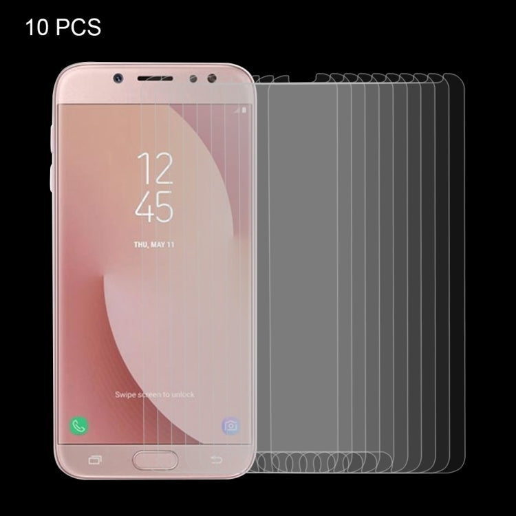 10 ชิ้นสำหรับ Galaxy J7 (2017) (เวอร์ชั่นอเมริกา) 0.3mm 9H ความแข็งพื้นผิว 2.5D ป้องกันการระเบิดไม่เต็มหน้าจอฟิล์มกระจกนิรภัย, For Galaxy J7 (2017)(US Version)(10 PCS)