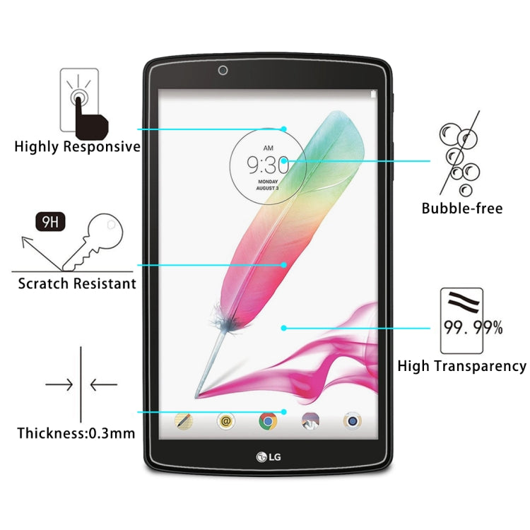 75 ชิ้น 0.3mm 9H ฟิล์มกระจกนิรภัยแบบเต็มหน้าจอสำหรับ LG G PAD F 8.0 / V495, LG G PAD F 8.0 / V495