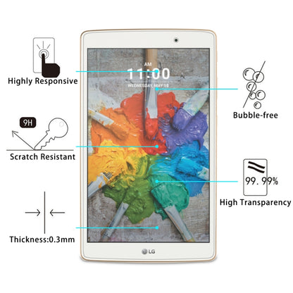 ฟิล์มกระจกนิรภัยแบบเต็มหน้าจอ 0.3 มม. 9H สำหรับ LG G Pad X 8.0, LG G Pad X 8.0