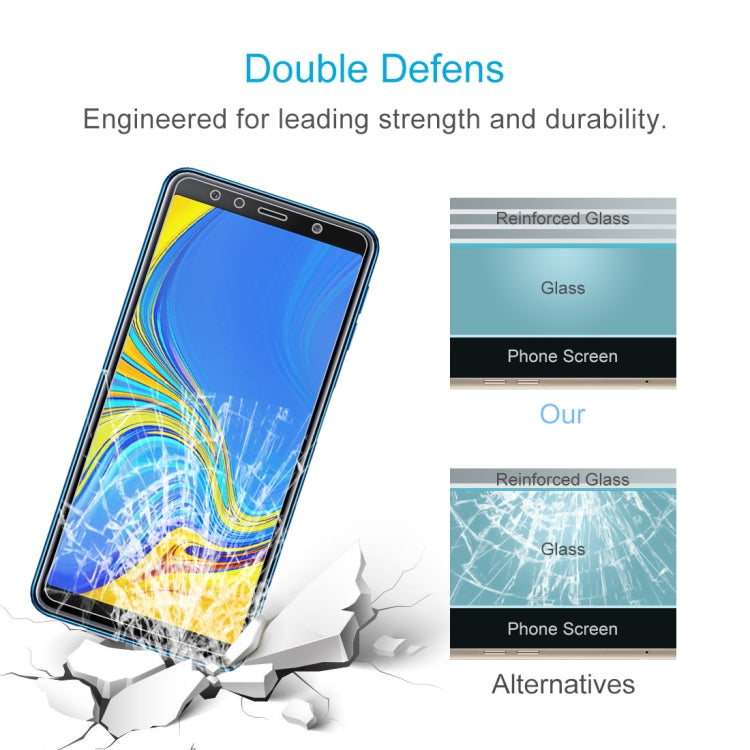 50 ชิ้น 0.26mm 9H 2.5D ฟิล์มกระจกนิรภัยสำหรับ Galaxy A7 (2018) ไม่มีแพ็คเกจขายปลีก, For Galaxy A7 (2018)
