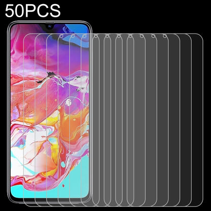 50 ชิ้น 0.26 มิลลิเมตร 9H 2.5D ฟิล์มกระจกนิรภัยสำหรับ Galaxy A70 ไม่มีแพ็คเกจขายปลีก, For Galaxy A70