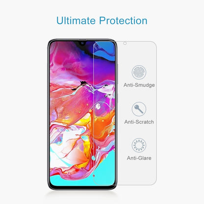 50 ชิ้น 0.26 มิลลิเมตร 9H 2.5D ฟิล์มกระจกนิรภัยสำหรับ Galaxy A70 ไม่มีแพ็คเกจขายปลีก, For Galaxy A70