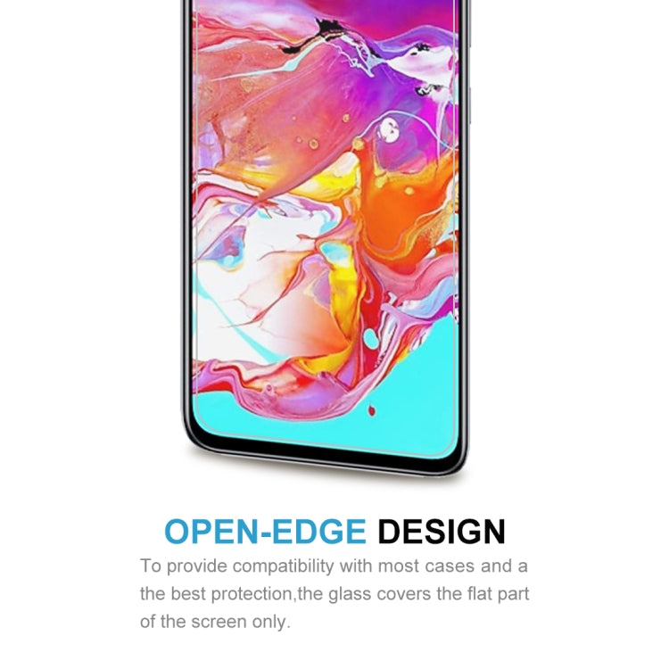 50 ชิ้น 0.26 มิลลิเมตร 9H 2.5D ฟิล์มกระจกนิรภัยสำหรับ Galaxy A70 ไม่มีแพ็คเกจขายปลีก, For Galaxy A70