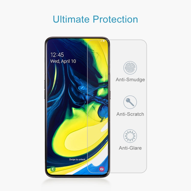 50 ชิ้น 0.26 มิลลิเมตร 9H 2.5D ฟิล์มกระจกนิรภัยสำหรับ Galaxy A80 / A90 ไม่มีแพ็คเกจขายปลีก, For Galaxy A80