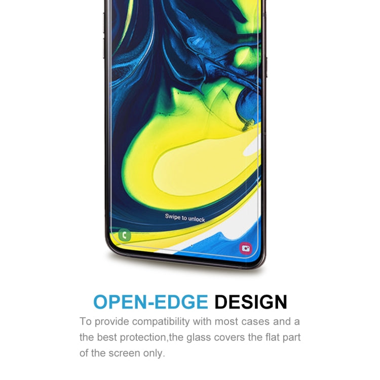 50 ชิ้น 0.26 มิลลิเมตร 9H 2.5D ฟิล์มกระจกนิรภัยสำหรับ Galaxy A80 / A90 ไม่มีแพ็คเกจขายปลีก, For Galaxy A80