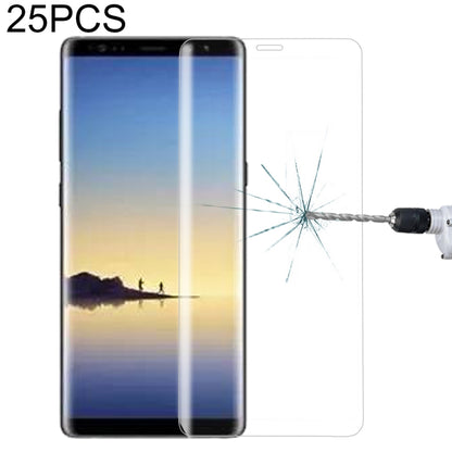 25 ชิ้นสำหรับ Galaxy Note 8 0.3 มิลลิเมตร 9 H ความแข็งพื้นผิว 3D โค้งผ้าไหมหน้าจอแบบเต็มหน้าจอกระจกนิรภัยป้องกันหน้าจอ, For Galaxy Note 8 (25 PCS), For Galaxy Note 8, Silk-screen