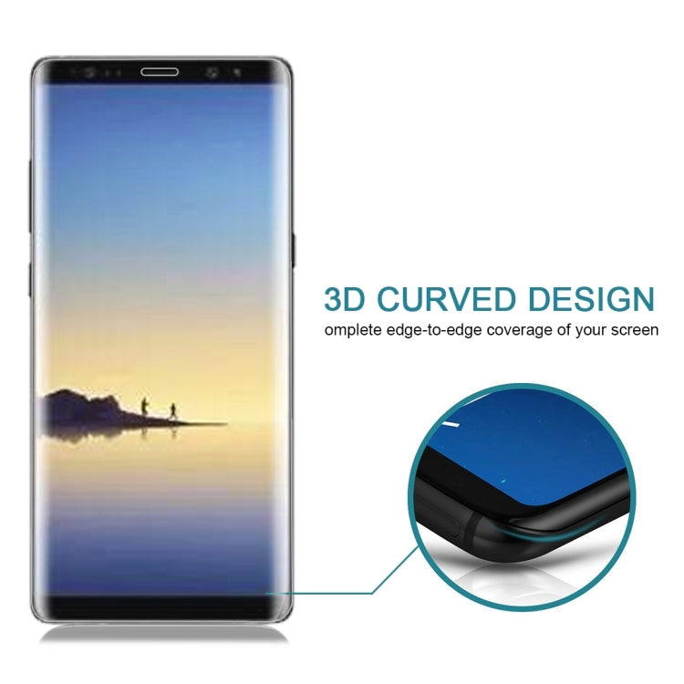 25 ชิ้นสำหรับ Galaxy Note 8 0.3 มิลลิเมตร 9 H ความแข็งพื้นผิว 3D โค้งผ้าไหมหน้าจอแบบเต็มหน้าจอกระจกนิรภัยป้องกันหน้าจอ, For Galaxy Note 8 (25 PCS), For Galaxy Note 8, Silk-screen