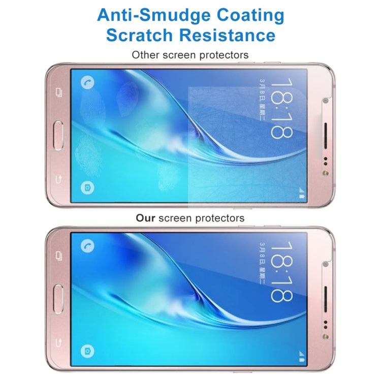 50 ชิ้นสำหรับ Galaxy J5 (2017) / J530 (เวอร์ชั่นอเมริกา) 0.3 มม. 9H ความแข็งพื้นผิว 2.5D กระจกนิรภัยป้องกันการระเบิดฟิล์มไม่เต็มหน้าจอไม่มีแพ็คเกจขายปลีก, For Galaxy J5 (2017) / J530 (US Version)(50 PCS)