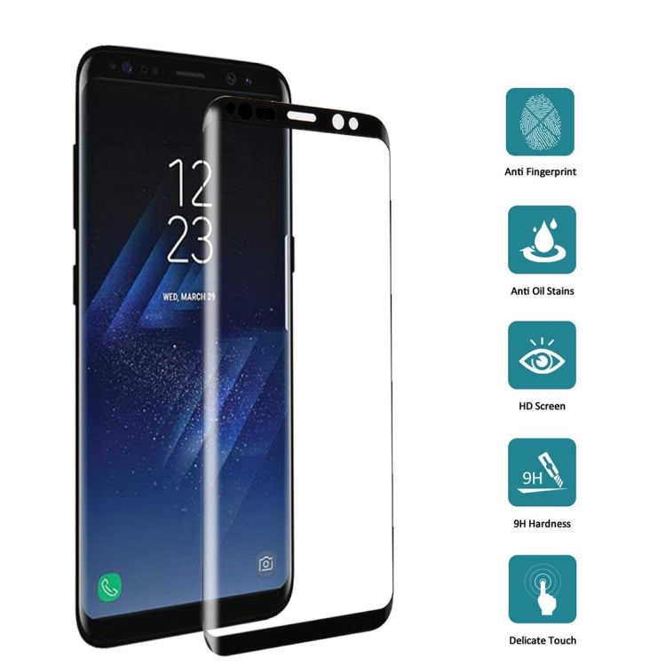 25 ชิ้นสำหรับ S8 / G950 0.26 มิลลิเมตร 9H ความแข็งพื้นผิวหน้าจอโค้ง 3 มิติแบบเต็มหน้าจอกระจกกันรอยหน้าจอ (สีดำ), For Galaxy S8 / G950