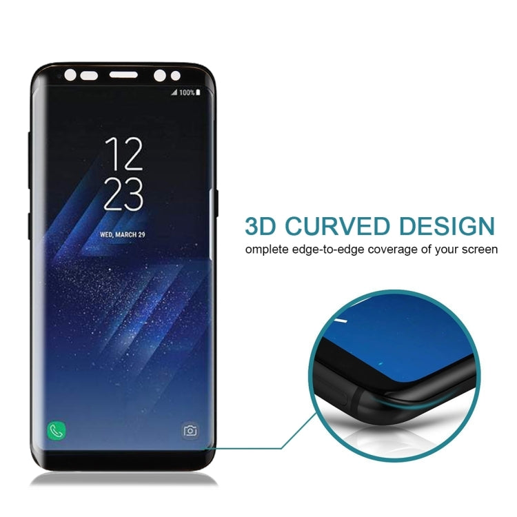 25 ชิ้นสำหรับ S8 / G950 0.26 มิลลิเมตร 9H ความแข็งพื้นผิวหน้าจอโค้ง 3 มิติแบบเต็มหน้าจอกระจกกันรอยหน้าจอ (สีดำ), For Galaxy S8 / G950