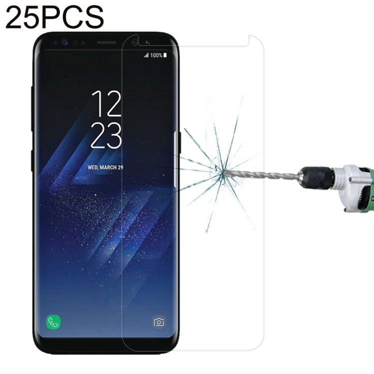 25 ชิ้นสำหรับ Galaxy S8 Plus / G955 0.26mm 9H ความแข็งพื้นผิว 3D ป้องกันการระเบิดไม่เต็มขอบกาวหน้าจอโค้งกรณีที่เป็นมิตรฟิล์มกระจกนิรภัย, For Galaxy S8 Plus / G955