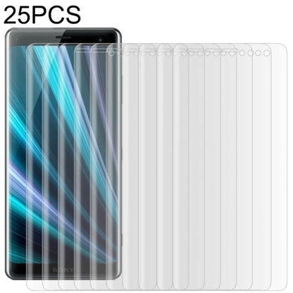 25 ชิ้นสำหรับ Sony Xperia XZ3 0.3mm 9H ความแข็งพื้นผิว 3D ขอบโค้งแบบเต็มหน้าจอฟิล์มกระจกนิรภัย, For Sony Xperia XZ3
