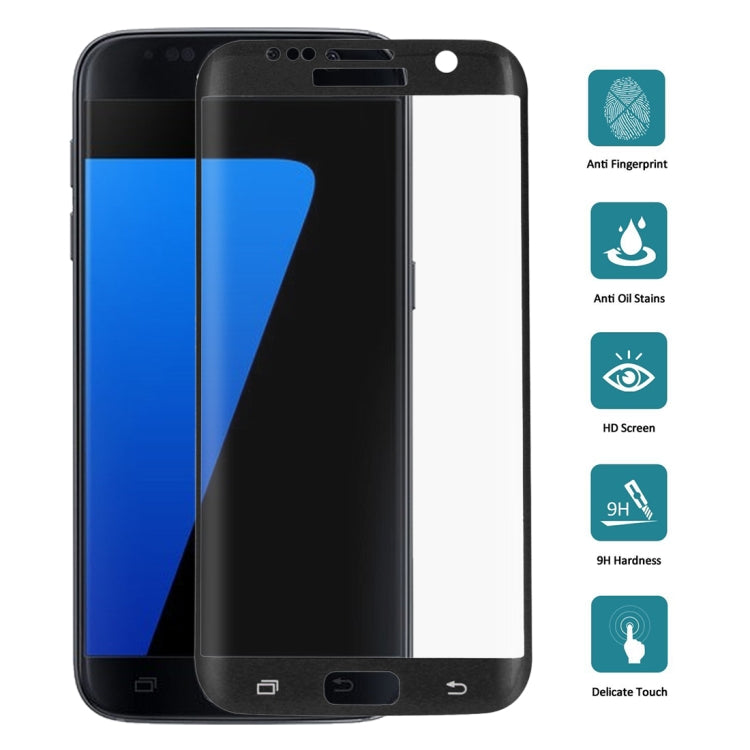 25 ชิ้นสำหรับ Galaxy S7 ขอบ / G935 0.26 มิลลิเมตร 9H ความแข็งพื้นผิว 3D ป้องกันการระเบิด Colorized ผ้าไหมหน้าจอกระจกฟิล์มแบบเต็มหน้าจอ