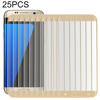 25 ชิ้นสำหรับ Galaxy S7 ขอบ / G935 0.26 มิลลิเมตร 9H ความแข็งพื้นผิว 3D ป้องกันการระเบิด Colorized ผ้าไหมหน้าจอกระจกฟิล์มแบบเต็มหน้าจอ