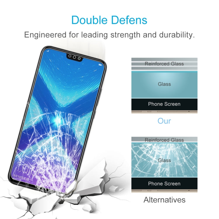 100 ชิ้น 0.26mm 9H 2.5D ฟิล์มกระจกนิรภัยป้องกันการระเบิดสำหรับ Huawei Honor 8X, Huawei Honor 8X