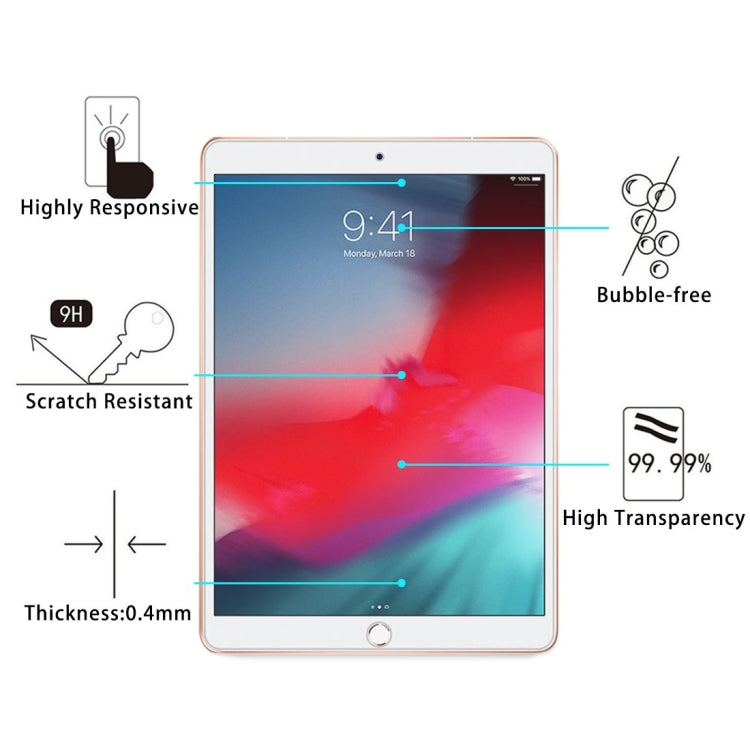 75 ชิ้น 0.4 มิลลิเมตร 9H ความแข็งพื้นผิวฟิล์มกระจกนิรภัยป้องกันการระเบิดสำหรับ iPad 5/6/7， iPad Air 1/2 9.7 นิ้ว, iPad Air 2019