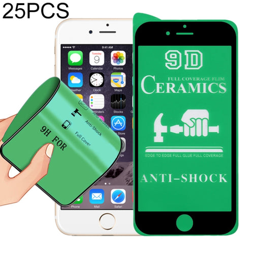 25 ชิ้น 2.5D เต็มกาวเต็มปกฟิล์มเซรามิกสำหรับ iPhone 6, For iPhone 6 (Black)(25 PCS)