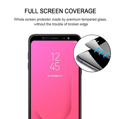 Full กาวเต็มฝาครอบปกป้องหน้าจอฟิล์มกระจกนิรภัยสำหรับ Galaxy J8 (2018), For Galaxy J8 (2018)