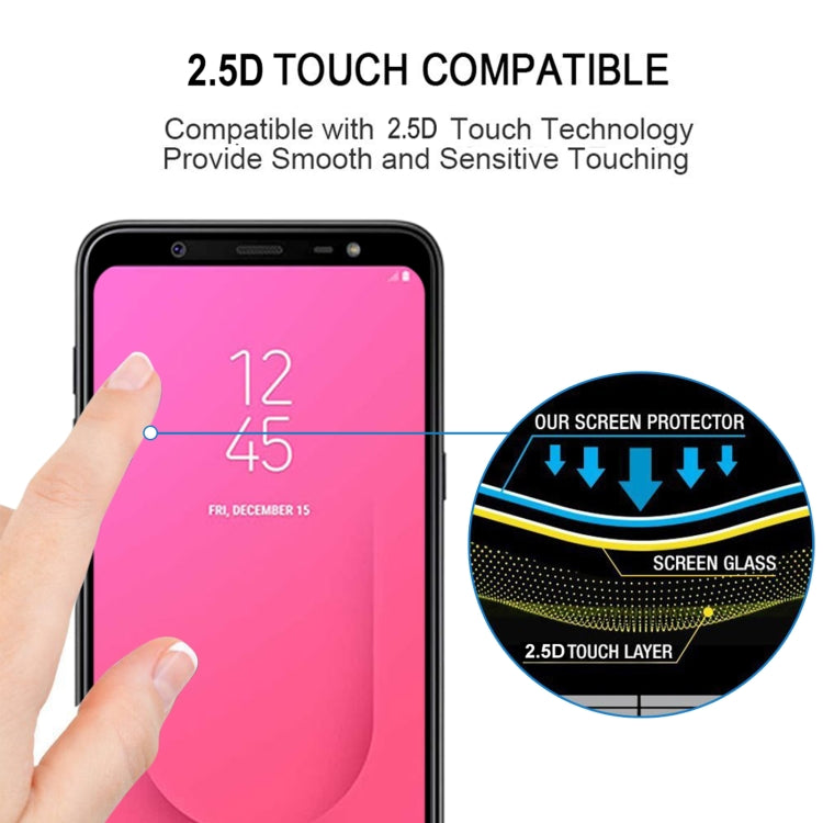 Full กาวเต็มฝาครอบปกป้องหน้าจอฟิล์มกระจกนิรภัยสำหรับ Galaxy J8 (2018), For Galaxy J8 (2018)