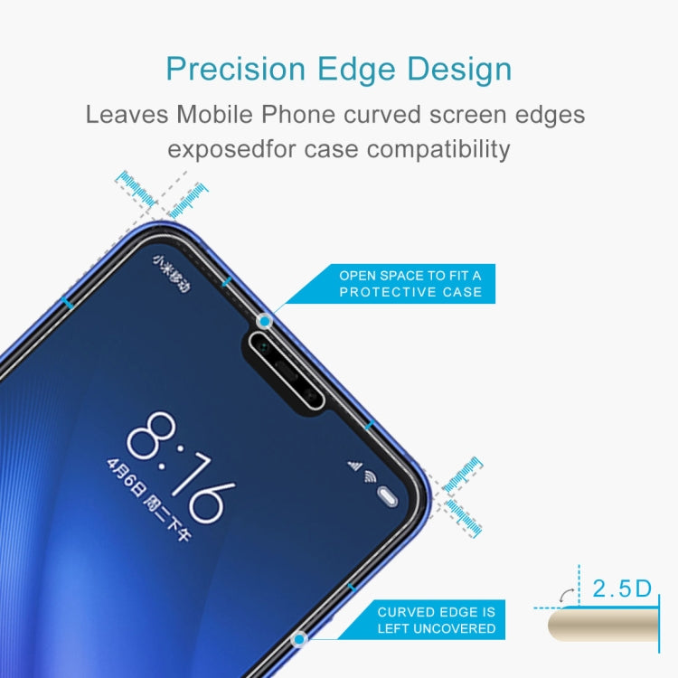 0.26mm 9H ความแข็งพื้นผิว 2.5D ฟิล์มกระจกนิรภัยแบบเต็มหน้าจอสำหรับ Xiaomi Mi 8 Lite, For Mi 8 Lite