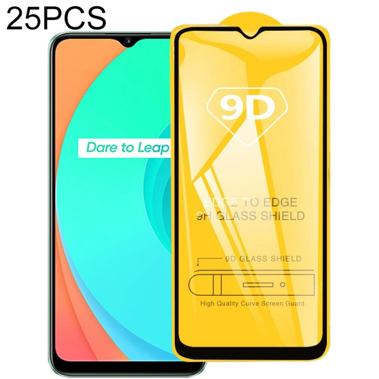 สำหรับ Realme C11 / vivo Y56 25 ชิ้น 9D เต็มกาวฟิล์มกระจกนิรภัยแบบเต็มหน้าจอ, For Realme C11 / vivo Y56