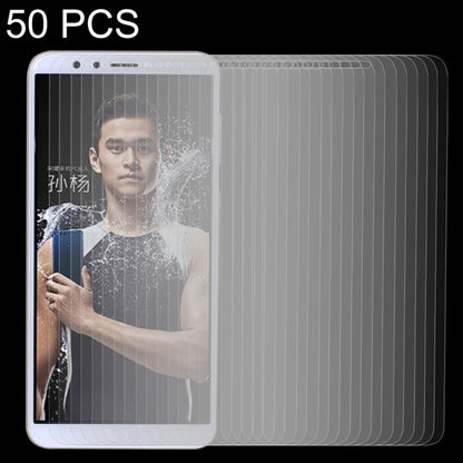 50 ชิ้นสำหรับ Huawei Honor Play 7X 0.26mm 9H ความแข็งพื้นผิว 2.5D ฟิล์มกระจกนิรภัยป้องกันการระเบิดไม่มีแพ็คเกจขายปลีก, For Honor Play 7X