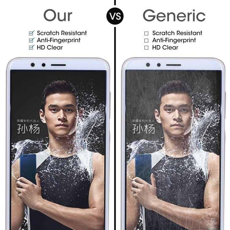 50 ชิ้นสำหรับ Huawei Honor Play 7X 0.26mm 9H ความแข็งพื้นผิว 2.5D ฟิล์มกระจกนิรภัยป้องกันการระเบิดไม่มีแพ็คเกจขายปลีก, For Honor Play 7X