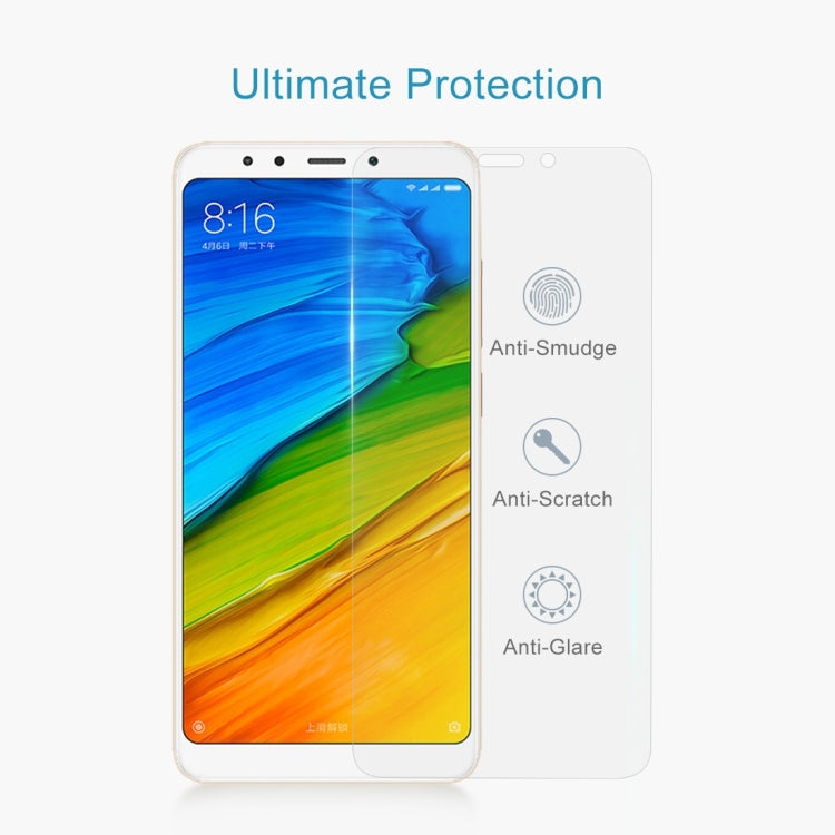 50 ชิ้นสำหรับ Xiaomi Redmi 5 0.26mm 9H ความแข็งพื้นผิว 2.5D ฟิล์มกระจกนิรภัยป้องกันการระเบิดไม่มีแพ็คเกจขายปลีก, For Redmi 5