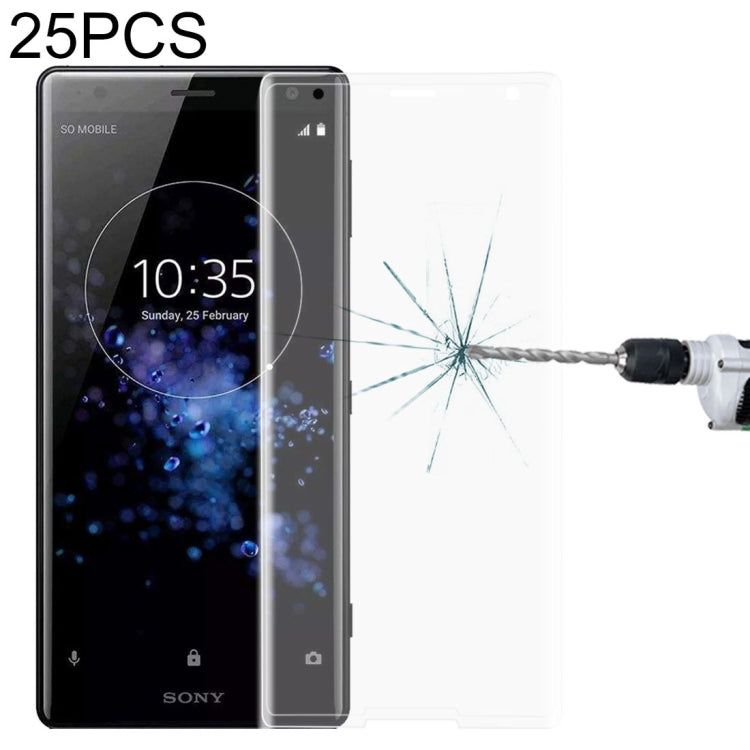25 ชิ้นสำหรับ Sony Xperia XZ2 ขนาดกะทัดรัด 0.3 มิลลิเมตร 9H ความแข็งพื้นผิว 3D ฟิล์มกระจกนิรภัยป้องกันการระเบิด, For Sony Xperia XZ2 Compact